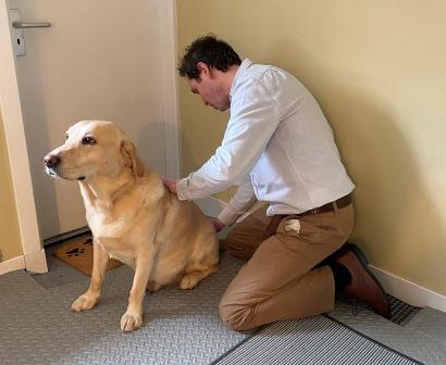 Edmund Kilday treating a dog